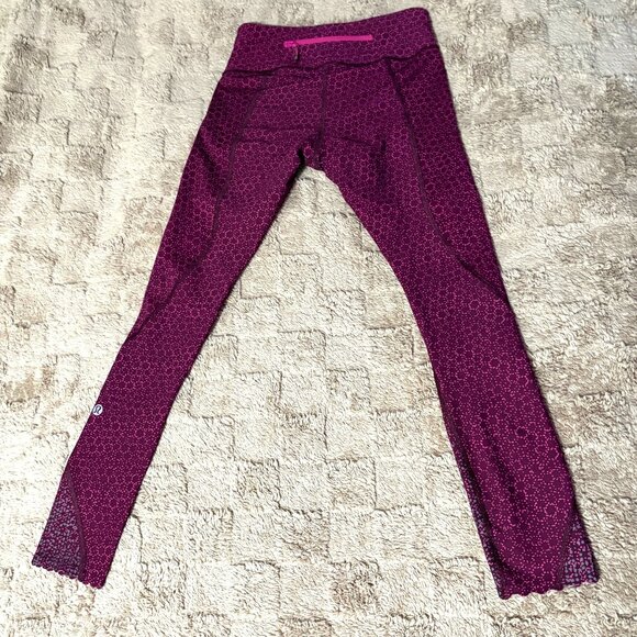 RARE Lululemon Reflective Tight Stuff Tights Star Pixel Raspberry Bordeaux 2 - Picture 8 of 9